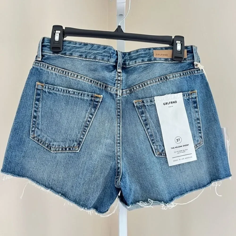 GRLFRND Size‎ 27 blue denim jean cut off shorts Style Helena NWT Msrp $168